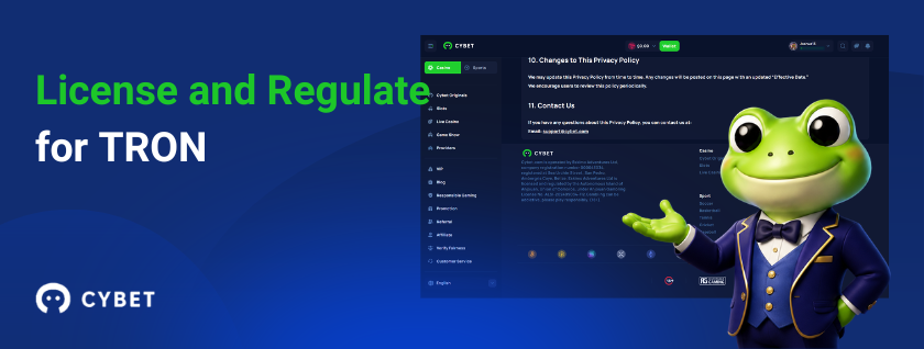 License and regulation for TRON at CYBET casino