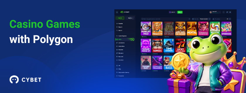 Casino games with Polygon at CYBET with frog mascot