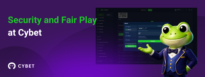 Security and fair play at CYBET with frog mascot