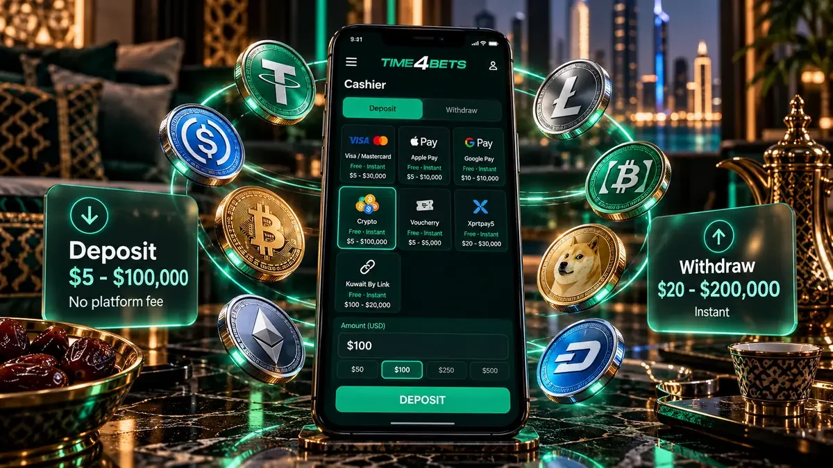 Crypto at Time4Bets 5 to 100,000 USD
